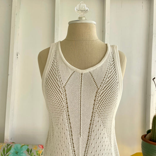 Cabi Women's Sleeveless Knit Sweater Tunic Cotton Medium Top