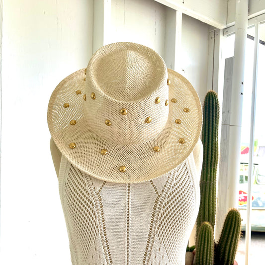 Vintage Women's Gold Studded Fedora Made in USA