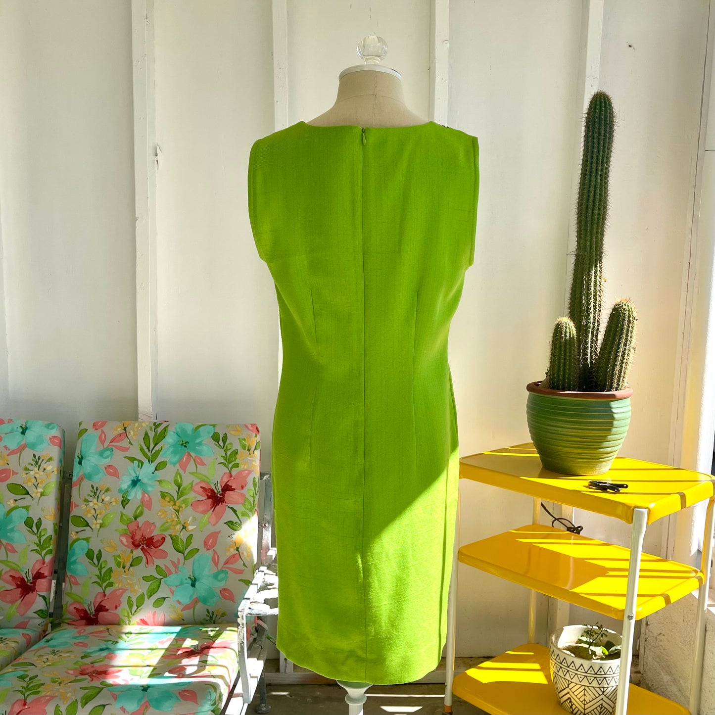 Vintage Lindsey Scott Women's 90's Lime Green Mini Dress