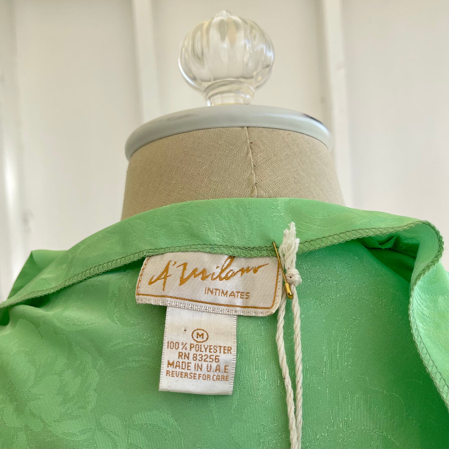 Vintage A'Milano Women's Lime Green Chemise Slip Floral Sleeveless Lingerie