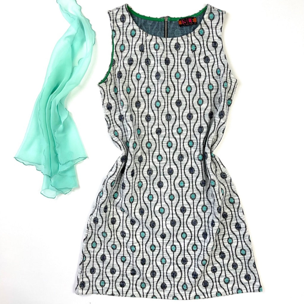 Isle Women's Retro 70's Inspired Geometric Design Textured Cotton Mini Dress